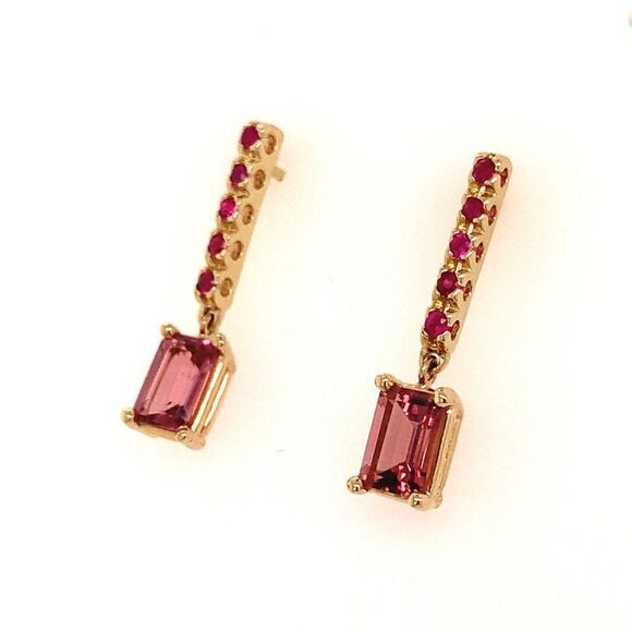 Rubellite Tourmaline Ruby Earrings 14k Gold 1.25 TCW Certified $3,950 018676 - Picture 7 of 13